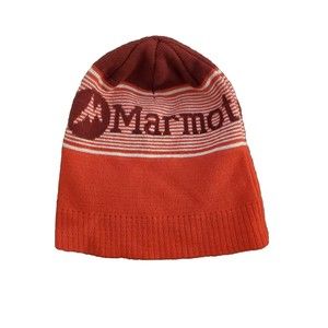MARMOT Summit Hat Red Wool Blend Winter Ski Beanie Hat One Size
